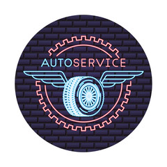 Canvas Print - auto service wheel car wings gear technician