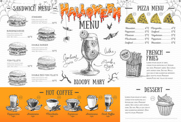 Wall Mural - Vintage halloween menu design. Restaurant menu