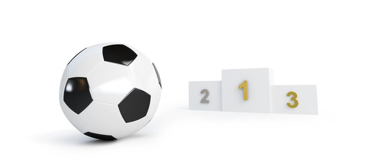 Sticker - soccer ball pedestal on a white background 3D illustration, 3D rendering