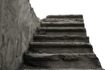 old concrete staircase isolated on white background