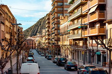 Central Street Of Jijona/Xixona Town. Alicante Province. Spain