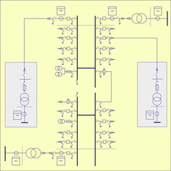 Wall Mural - Electric wiring diagram for power transformers