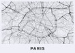 Light Paris city map. Road map of Paris (France). Black and white (light) illustration of parisian streets. Printable poster format (album).