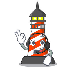 Sticker - With headphone classic cartoon lighthouse of red