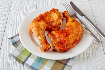 Poster - delicious juicy fried chicken legs, close-up