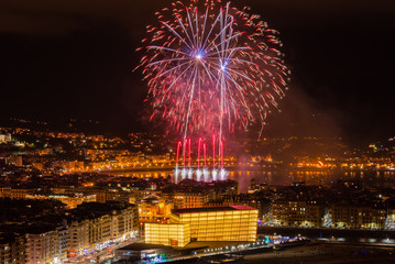 Fireworks during the festival of Semana Grande in Donostia-San Sebastian, Guipuzcoa, Spain