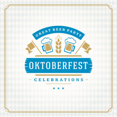 Oktoberfest beer festival celebration vintage greeting card or poster