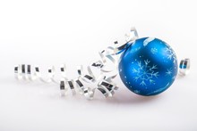 Blue Bauble With Ribbon