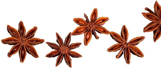 Sticker - Close-up of stars anise isolated on white background