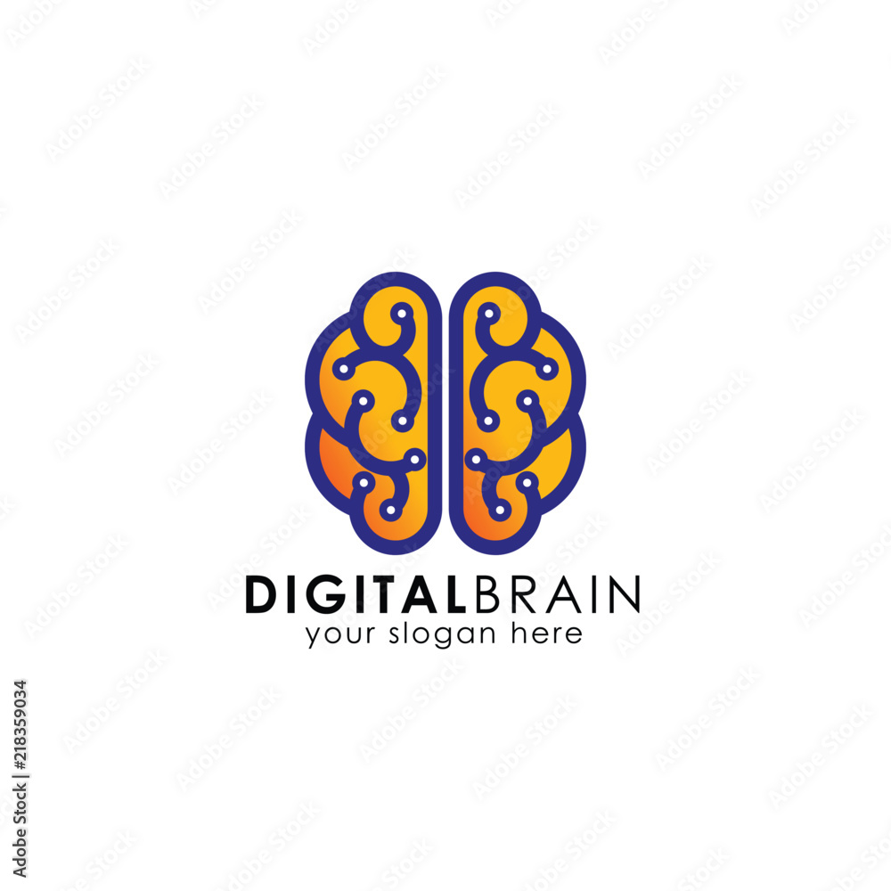 digital brain logo design template Stock Vector | Adobe Stock
