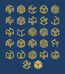 Aufkleber - Vector isometric alphabet. Cubic logos for your design.