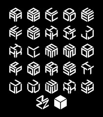 Aufkleber - Vector isometric alphabet. Cubic logos for your design.