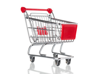 Empty shopping cart isolated on white background