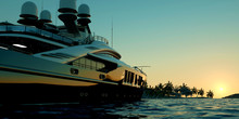 Extremely Detailed And Realistic High Resolution 3d Illustration Of A Luxury Mega Yacht.