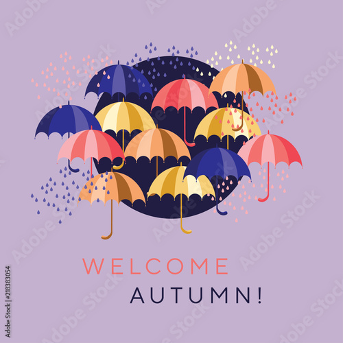 Flat colorful umbrellas and...