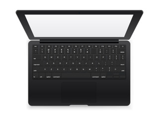Aufkleber - Black modern laptop vector mockup isolated on white background. Top view