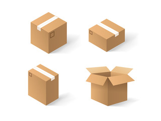 Poster - Different craft boxes vector set isolated on white background