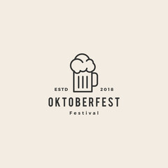 beer glass oktoberfest festival logo hipster vintage badge vector