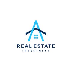 Wall Mural - a letter house home mortgage real estate logo vector icon