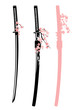 traditional japanese katana sword and blooming cherry tree branches vector design