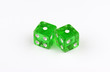 © Stretch Clendennen - A pair of green, translucent gaming dice showing snake eyes