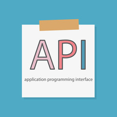 API application programming interface written in a notebook paper- vector illustration