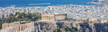 Athens, Greece. Athens Acropolis And City Aerial View From Lycavittos Hill