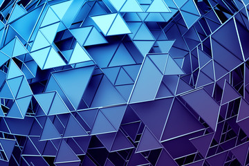 Wall Mural - abstract 3d rendering of geometric surface. composition with triangles. futuristic modern background