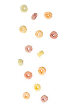Colorful Maize,Wheat,Barley Cereal Falling Isolated On White Background.