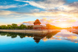 Watchtower of Forbidden City at sunset,Beijing,China