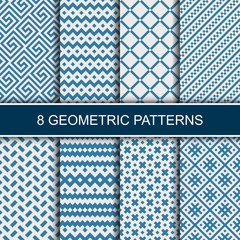Poster - Set of vector geometric patterns. Collection of seamless patterns for your design. Vector illustration.