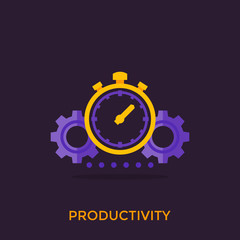 Wall Mural - productivity icon, stopwatch and gears