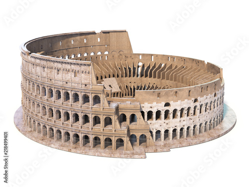 Fotografía Colosseum, Coliseum isolated on white. Symbol of Rome and Italy,