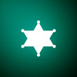 © mingirov - Hexagram sheriff icon isolated on green background. Flat design. Vector Illustration