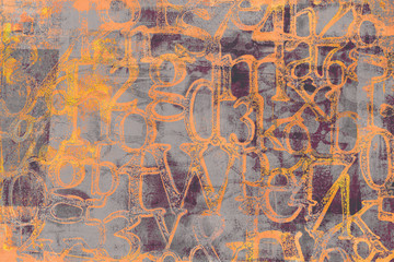 Wall Mural - Mixed Grungy Orange Fonts Background