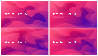 Wall Mural - set of abstract gradient geometric designs, colorful wavy minima