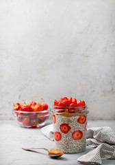 Wall Mural - overnight oatmeal with strawberries