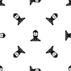 Sticker - Hipsster man pattern repeat seamless in black color for any design. Vector geometric illustration