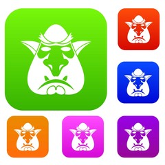 Wall Mural - Head of troll set icon in different colors isolated vector illustration. Premium collection