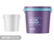 White matte plastic bucket with lid mockup.