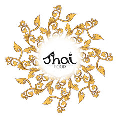 Logo for Thai food, restaurantwith traditional thai ornament, pa