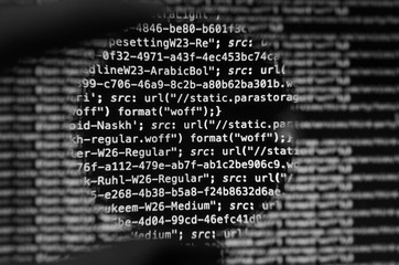 Wall Mural - desktop source code and wallpaper by computer language with coding and programming.