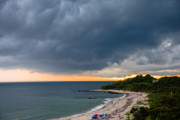 Canvas Print - Thunderheads in August over the ocean off Fishers Island in Long Island Sound at dusk