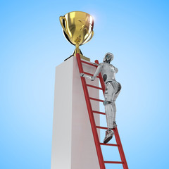 Wall Mural - robot reach trophy