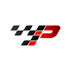 Sticker - Letter P with racing flag logo