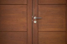 Old Wood Door Close With Silver Handle