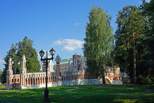 Historical Stone Bridge In The City Park Tsaritsyno In Moscow.