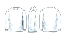 Blank Long Sleeve T Shirt. Front Look Side And Back.