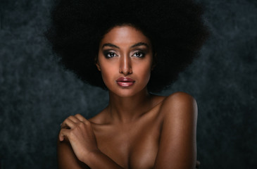 Beautiful black woman, beauty studio set