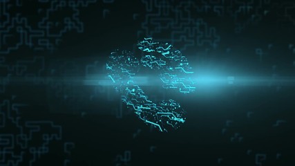 Wall Mural - logo animation phone. bright energy neural network